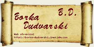 Borka Dudvarski vizit kartica